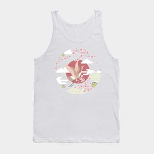 Crane birds and cherry blossom, abstact japanese style print Tank Top